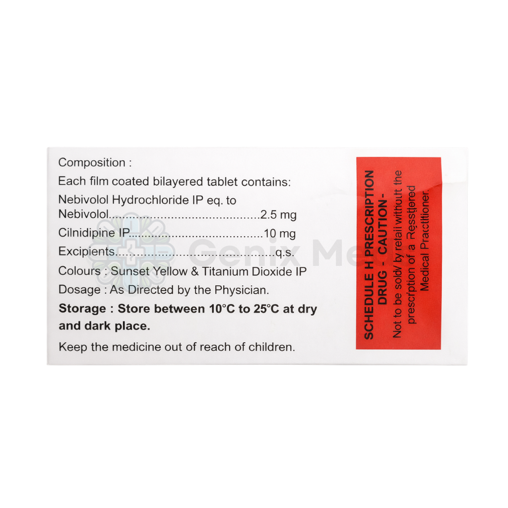 Nebivolol 2.5 mg & Cilnidipine 10mg Tablets (LN Beta 2.5)